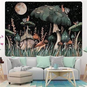 51.2 x 59.1 Mushroom Tapestry Moon Stars Tapestry Snail Tapestry Fantasy Plants